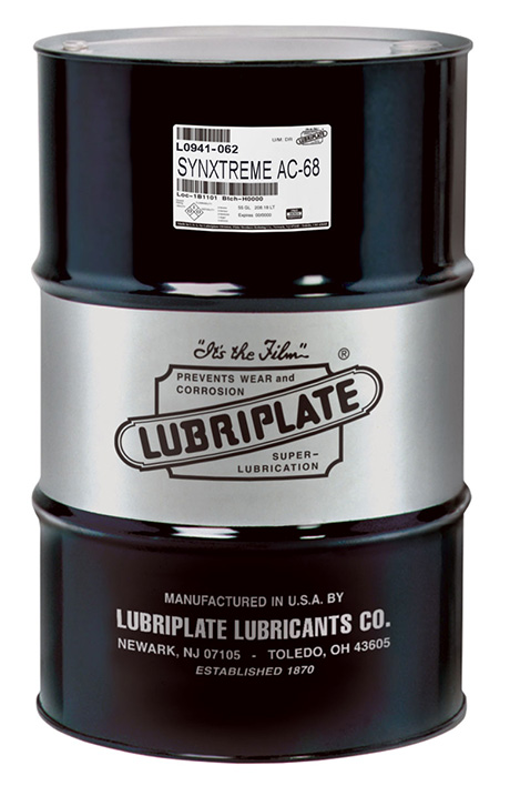 LUBRIPLATE SYNXTREME AC-68 POLYOLESTER (POE)-BASED, BIODEGRADABLE (PW1), 100% SYNTHETIC COMPRESSOR FLUIDS L0941-062 (55GL/DRUM)